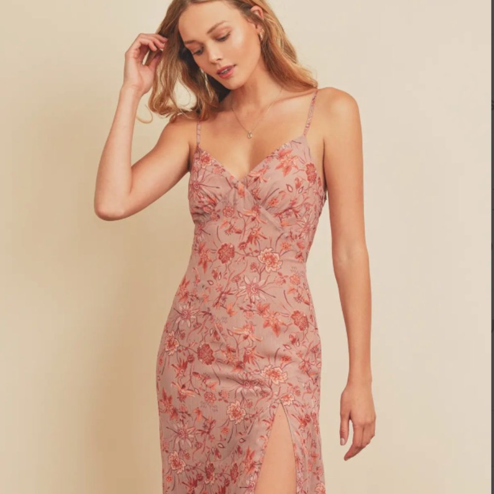 Floral Tie Back Midi Slip Dress